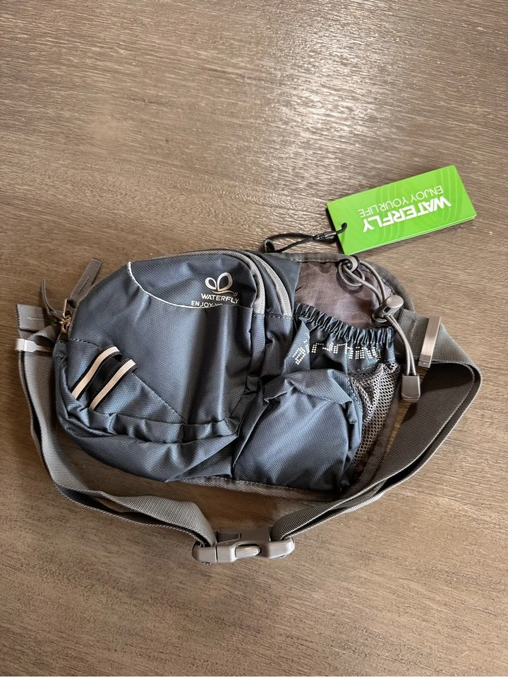 NWT Waterfly Waterbottle Holder Bag Fanny Pack Blue Grey